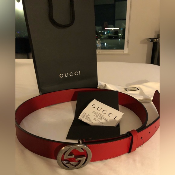 GUCCI Interlocking G Logo Leather Belt - Picture 2 of 6